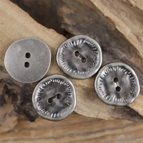 Metallknöpfe im Vintage-Stil, 2 Löcher, 11 mm, 25 mm, unregelmäßige Knöpfe für Hemden, Anzüge, Dekoration, 10 Stück von Dvbfufv