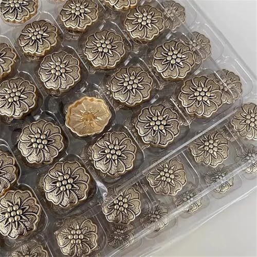 Metallknöpfe im Vintage-Stil, Blumen-Design, 10 Stück, 18–25 mm, für Jacken, Hemden, Mäntel von Dvbfufv