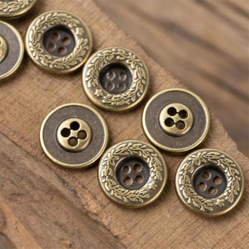 Metallknöpfe mit 4 Löchern, Vintage-Stil, 11,5 / 15 / 20 mm, 10 Stück Metallknöpfe mit 4 Löchern, Vintage-Stil, 11,5 / 15 / 20 mm, 10 Stück von Dvbfufv