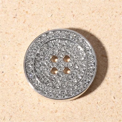 Metallknöpfe mit 4 Löchern, luxuriös, Diamant, dekorativ, rund, Nähknöpfe, Damenanzug, Bekleidungszubehör, 10 Stück von Dvbfufv