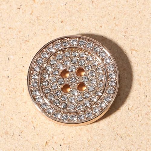 Metallknöpfe mit 4 Löchern, luxuriös, Diamant, dekorativ, rund, Nähknöpfe, Damenanzug, Bekleidungszubehör, 10 Stück von Dvbfufv