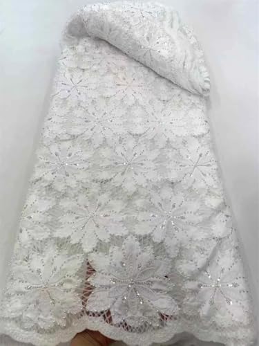 Nigerianischer Baumwoll-Spitzenstoff, afrikanische Pailletten, Spitzenstoff für Partykleid, 4,5 m von Dvbfufv