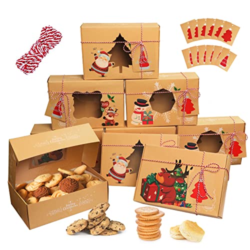 Dvifzu 12 Stk Keksverpackungen Keksschachtel Weihnachten Kraftpapier Geschenkboxen mit Sichtfenster DIY Karten, Verpackung Papiertüten für Gebäck, Muffin, Macarons, Süßigkeiten Box von Dvifzu