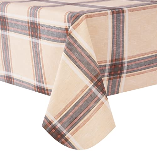 DwEllAid Karierte Tischdecke für drinnen und draußen, 152,4 x 213,4 cm, Kunststoff-Tischdecke, Vinyl-Tischdecke mit Flanell-Rückseite, Party-Tischdecke, Wachstuch, wasserdichte Tischdecke von DwEllAid