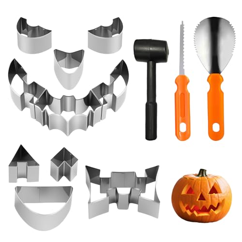 Dwafill Kürbis Schnitzset Halloween, 13 Stück Einfache und Sichere Kürbis-Schnitzwerkzeuge Pumpkin Carving Kit Schnitz Vorlagen, Halloween Schnitzmesser Ausstechformen für Kinder & Erwachsene Dwafill Kürbis Schnitzset Halloween, 13 Stück Einfache und Sichere Kürbis-Schnitzwerkzeuge Pumpkin Carving Kit Schnitz Vorlagen, Halloween Schnitzmesser Ausstechformen für Kinder & Erwachsene von Dwafill