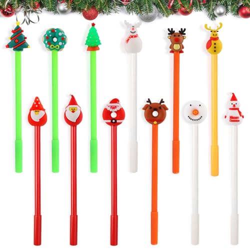 Dwafill Weihnachtsstifte, 12 Stück Kugelschreiber Weihnachten, Stift Weihnachten Tagebücher, Notizen, Bürobedarf, Schreibwaren, Gelschreiber Weihnachten, Weihnachtsgeschenke (Mehrfarbig) von Dwafill