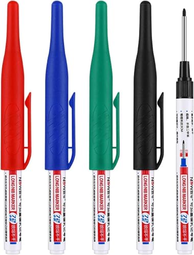 Dwang Mehrzweck-Tieflochmarker, lange Spitze, wasserfest, bunt, Tischlerstift für Badezimmer, Holzbearbeitung, Dekoration, Rot, Schwarz, Blau, Grün, Tinte, Permanentmarker und Markerstifte, 4 Stück Dwang Mehrzweck-Tieflochmarker, lange Spitze, wasserfest, bunt, Tischlerstift für Badezimmer, Holzbearbeitung, Dekoration, Rot, Schwarz, Blau, Grün, Tinte, Permanentmarker und Markerstifte, 4 Stück von Dwang