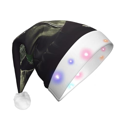 Dwrepo Hacker Weihnachtsmütze mit LED-Lichtern Erwachsene Nikolausmütze Plüsch Weihnachtsmütze für Frauen Männer Partyzubehör von Dwrepo