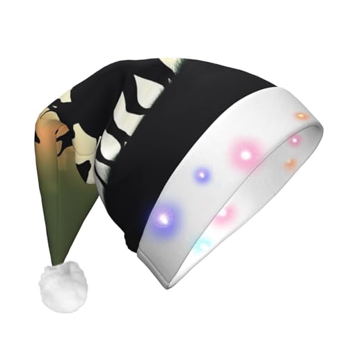 Dwrepo Hirsch Weihnachtsmütze mit LED-Lichtern Erwachsene Weihnachtsmütze Plüsch Weihnachtsmütze für Frauen Männer Party Supplies von Dwrepo