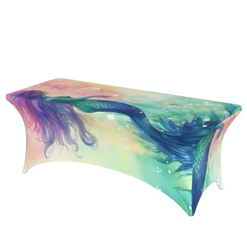 Dwrepo Tischdecke, 1,8 m, schöner Meerjungfrauenschwanz-Druck, rechteckig, dehnbar, Spandex, Tischdecke für Veranstaltungen, Hochzeiten, Bankette und Partys Dwrepo Tischdecke, 1,8 m, schöner Meerjungfrauenschwanz-Druck, rechteckig, dehnbar, Spandex, Tischdecke für Veranstaltungen, Hochzeiten, Bankette und Partys von Dwrepo