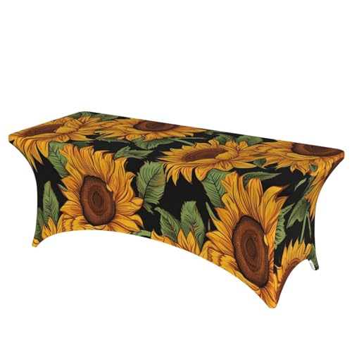 Dwrepo Tischdecke, Sonnenblumenmuster, rechteckig, dehnbar, Spandex, Tischdecken für Veranstaltungen, Hochzeiten, Bankette und Partys Dwrepo Tischdecke, Sonnenblumenmuster, rechteckig, dehnbar, Spandex, Tischdecken für Veranstaltungen, Hochzeiten, Bankette und Partys von Dwrepo