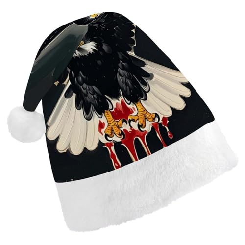 Dwrepo Weihnachtsmütze für Erwachsene, Nikolausmütze, Gothic-Adler, Uni, Urlaub, dick, Weihnachtsmütze, Party-Kopfbedeckung von Dwrepo