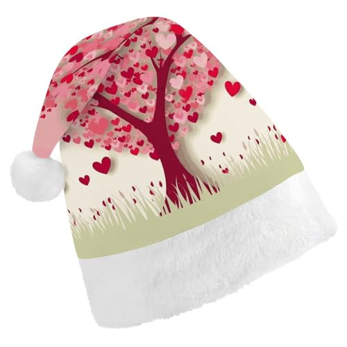 Dwrepo Weihnachtsmütze für Erwachsene, Nikolausmütze, Herz, Baum, Uni, Urlaubsmütze, dicke Weihnachtsmütze, Party-Kopfbedeckung von Dwrepo