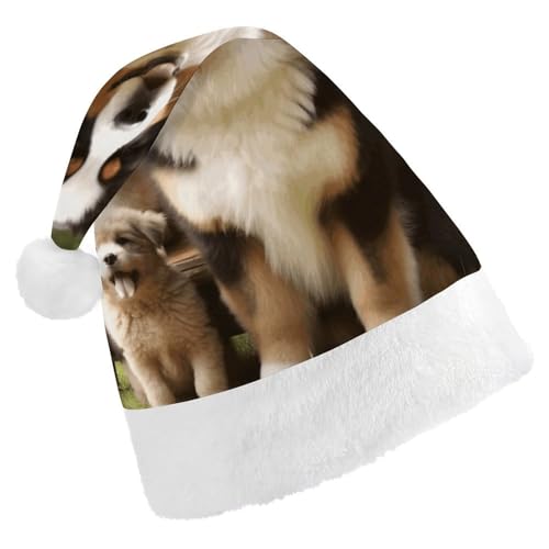 Dwrepo Weihnachtsmütze für Erwachsene, Nikolausmütze, Hund, Familie, Uni, Urlaubsmütze, dicke Weihnachtsmütze, Party-Kopfbedeckung von Dwrepo