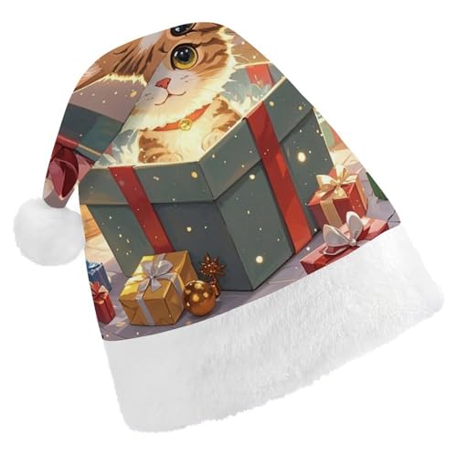 Dwrepo Weihnachtsmütze für Erwachsene, Nikolausmütze, Kätzchen, Geschenk, Uni, Urlaubsmütze, dicke Weihnachtsmütze, Party-Kopfbedeckung von Dwrepo