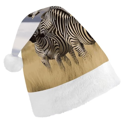 Dwrepo Weihnachtsmütze für Erwachsene, Nikolausmütze, Zebras auf Südafrika, Uni, Urlaubsmütze, dicke Weihnachtsmütze, Party-Kopfbedeckung von Dwrepo