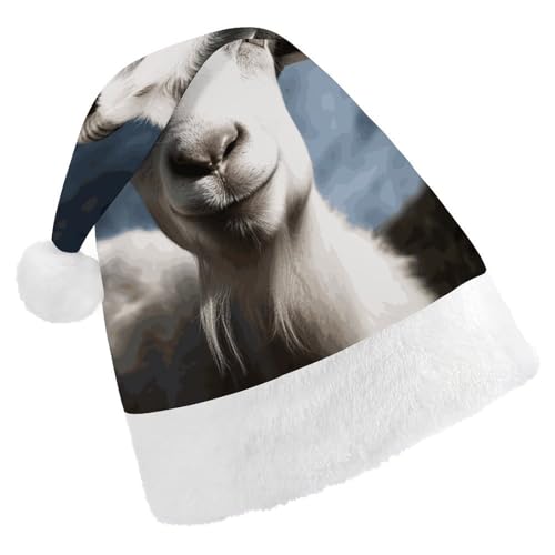 Dwrepo Weihnachtsmütze für Erwachsene, Nikolausmütze, Ziege, Uni, Urlaub, dick, Weihnachtsmütze, Party-Kopfbedeckung von Dwrepo