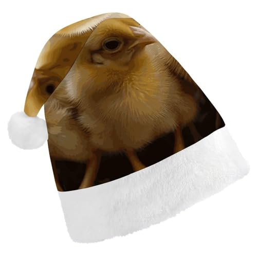 Dwrepo Weihnachtsmütze für Erwachsene, Nikolausmütze, kleine Hühner, Uni, Urlaubsmütze, dicke Weihnachtsmütze, Party-Kopfbedeckung von Dwrepo