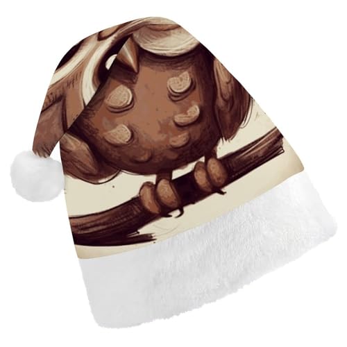 Dwrepo Weihnachtsmütze für Erwachsene, Nikolausmütze, niedliche Eule, Uni, Urlaubsmütze, dicke Weihnachtsmütze, Party-Kopfbedeckung von Dwrepo
