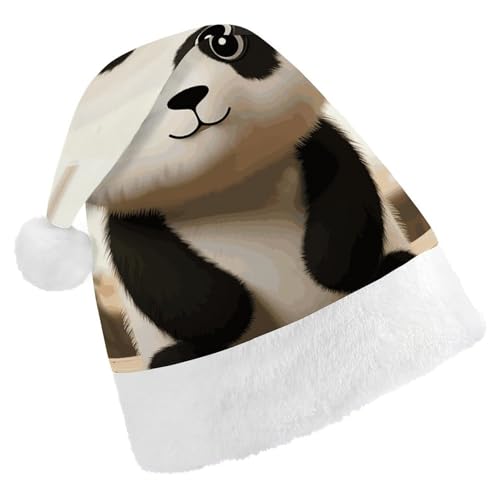 Dwrepo Weihnachtsmütze für Erwachsene, Nikolausmütze, niedlicher weißer Panda, Uni, Urlaubsmütze, dicke Weihnachtsmütze, Party-Kopfbedeckung von Dwrepo