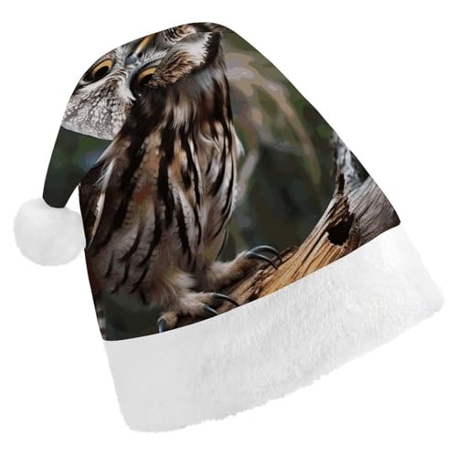 Dwrepo Weihnachtsmütze für Erwachsene, Nikolausmütze, wilde Eule, Vögel, Uni, Urlaub, dick, Weihnachtsmütze, Party-Kopfbedeckung von Dwrepo