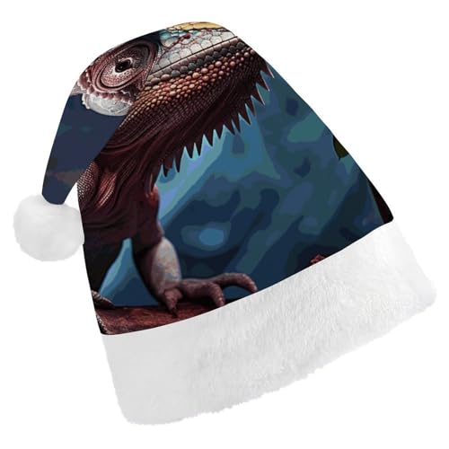 Dwrepo Weihnachtsmütze für Erwachsene, Nikolausmütze, wilde Tiere, Uni, Urlaubsmütze, dicke Weihnachtsmütze, Party-Kopfbedeckung von Dwrepo