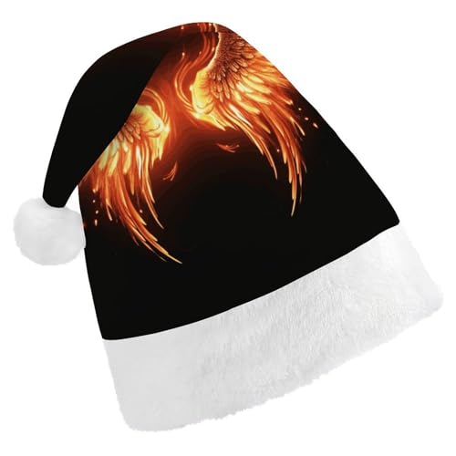 Dwrepo Weihnachtsmütze für Erwachsene, Weihnachtsmannmütze, Feuerwinkel, Flügel, Uni, Urlaub, dick, Weihnachtsmütze, Party-Kopfbedeckung von Dwrepo