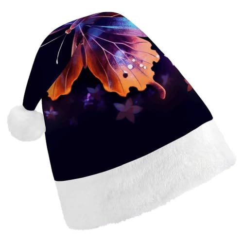 Dwrepo Weihnachtsmütze für Erwachsene, Weihnachtsmannmütze, Schmetterling, Uni, Urlaubsmütze, dicke Weihnachtsmütze, Party-Kopfbedeckung von Dwrepo