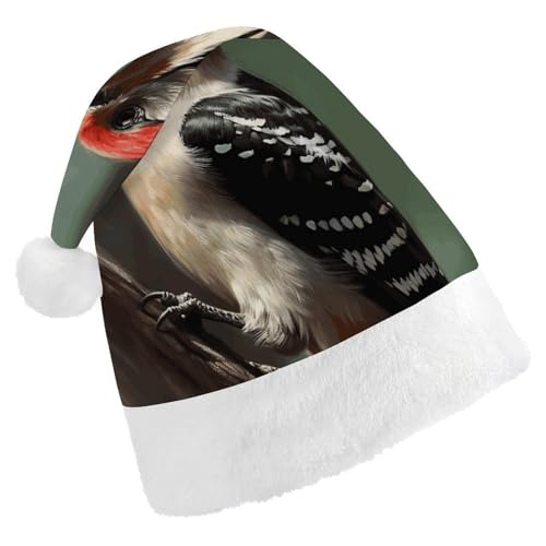 Dwrepo Weihnachtsmütze für Erwachsene, Weihnachtsmannmütze, Specht, Uni, Urlaubsmütze, dicke Weihnachtsmütze, Party-Kopfbedeckung von Dwrepo
