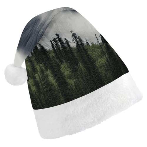 Dwrepo Weihnachtsmütze für Erwachsene, Weihnachtsmannmütze, kanadische Smokey Mountain Cliff, Uni, Urlaubsmütze, dicke Weihnachtsmütze, Party-Kopfbedeckung von Dwrepo
