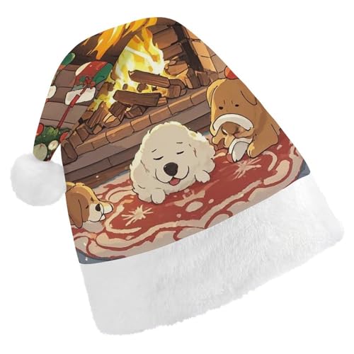 Dwrepo Weihnachtsmütze für Erwachsene, Weihnachtsmannmütze, keine Sorge, Hund, Uni, Urlaubsmütze, dicke Weihnachtsmütze, Party-Kopfbedeckung von Dwrepo
