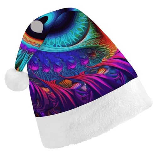 Dwrepo Weihnachtsmütze für Erwachsene, Weihnachtsmannmütze, psychedelische Augen, Uni, Urlaubsmütze, dicke Weihnachtsmütze, Party-Kopfbedeckung von Dwrepo