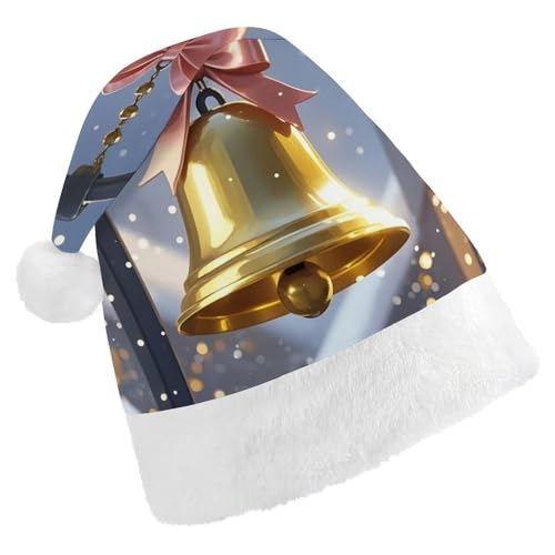 Dwrepo Weihnachtsmütze für Erwachsene, Weihnachtsmannmütze, schneebedeckte Straßenlaternen, Uni, Urlaubsmütze, dicke Weihnachtsmütze, Party-Kopfbedeckung von Dwrepo