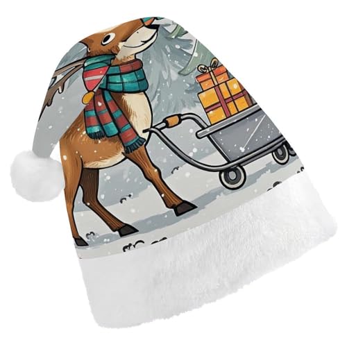 Dwrepo Weihnachtsmütze für Erwachsene, Weihnachtsmannmütze, viele Geschenke, Uni, Urlaub, dick, Weihnachtsmütze, Party-Kopfbedeckung von Dwrepo