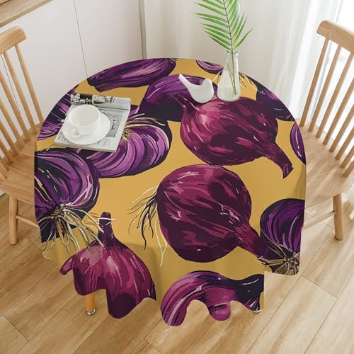 Tischdecke mit Zwiebelmuster, wasserdicht, knitterfrei, rund, 127 x 127 cm, waschbar, Tischdecke für drinnen und draußen, Küche, Esszimmer, Urlaub, dekorativ, 152,4 cm Tischdecke mit Zwiebelmuster, wasserdicht, knitterfrei, rund, 127 x 127 cm, waschbar, Tischdecke für drinnen und draußen, Küche, Esszimmer, Urlaub, dekorativ, 152,4 cm von Dwrepo