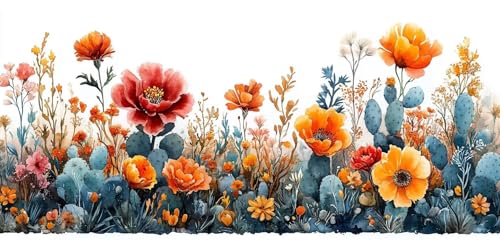 Blume Malen Nach Zahlen Erwachsene,Anlage Malen Nach Zahlen Kinder AnfäNger DIY Handgemalt öLgemäLde Kit, Acrylfarben mit 3 Set Pinseln für Wanddeko Wohnzimmer, Geschenke Mädchen 20X40CM Ungerahmt von Dxoaoocc