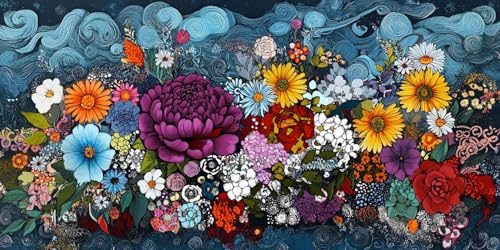 Blume Malen Nach Zahlen Erwachsene,Anlage Malen Nach Zahlen Kinder AnfäNger DIY Handgemalt öLgemäLde Kit, Acrylfarben mit 3 Set Pinseln für Wanddeko Wohnzimmer, Geschenke Mädchen 50X100CM Ungerahmt von Dxoaoocc