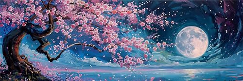 Diamant Painting Bilder, DIY 5D Diamond Painting Kirschblüten, Mond Diamond Painting Erwachsene Groß XXL 30x90cm, Diamond Painting Kinder Mosaikherstellung, für Zimmer Deko Wohnzimmer, Geschenk Frauen Diamant Painting Bilder, DIY 5D Diamond Painting Kirschblüten, Mond Diamond Painting Erwachsene Groß XXL 30x90cm, Diamond Painting Kinder Mosaikherstellung, für Zimmer Deko Wohnzimmer, Geschenk Frauen von Dxoaoocc