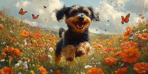 Hund Malen Nach Zahlen Erwachsene,Schmetterling Malen Nach Zahlen Kinder AnfäNger DIY Handgemalt öLgemäLde Kit, Acrylfarben mit 3 Set Pinseln für Home Wanddeko Wohnzimmer, Geschenke50X100CM Ungerahmt von Dxoaoocc