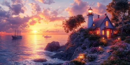 Kabine Malen Nach Zahlen Erwachsene,Sonnenuntergang Malen Nach Zahlen Kinder AnfäNger DIY Handgemalt öLgemäLde Kit, Acrylfarben mit 3 Set Pinseln für Wanddeko Wohnzimmer, Geschenke70X140CM Ungerahmt von Dxoaoocc