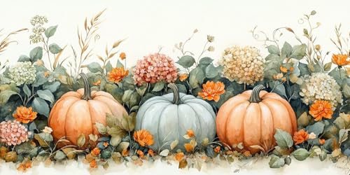 Kürbis Malen Nach Zahlen Erwachsene,Blume Malen Nach Zahlen Kinder AnfäNger DIY Handgemalt öLgemäLde Kit, Acrylfarben mit 3 Set Pinseln für Wanddeko Wohnzimmer, Geschenke Mädchen 50X100CM Ungerahmt von Dxoaoocc