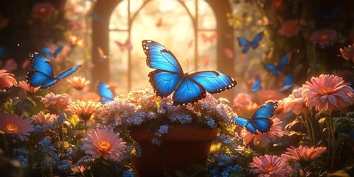 Schmetterling Malen Nach Zahlen Erwachsene,Blume Malen Nach Zahlen Kinder AnfäNger DIY Handgemalt öLgemäLde Kit, Acrylfarben mit 3 Set Pinseln für Home Wanddeko Wohnzimmer, Geschenke30X60CM Ungerahmt von Dxoaoocc