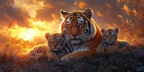 Tiger Malen Nach Zahlen Erwachsene,Tier Malen Nach Zahlen Kinder AnfäNger DIY Handgemalt öLgemäLde Kit, Acrylfarben mit 3 Set Pinseln für Home Wanddeko Wohnzimmer, Geschenke Mädchen 45X90CM Ungerahmt von Dxoaoocc