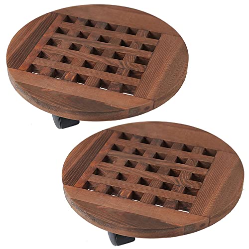 Dxoniislh 2 x 25 cm Holz-Blumentopf, herausnehmbares Tablett, Pflanzenhalter, Ständer mit Rädern, Pflanzgefäß, Blumentopf, Mover, Trolley-Teller von Dxoniislh