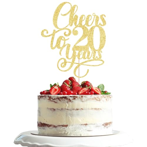 Cheers to 20 years Cake topper, Happy 20th Birthday Cake Decorations,Perfect for 20 Years Cake Decorating,Wedding/Anniversary Party Decorating supplies Gold Glitter Cheers to 20 years Cake topper, Happy 20th Birthday Cake Decorations,Perfect for 20 Years Cake Decorating,Wedding/Anniversary Party Decorating supplies Gold Glitter von Dxsdgetue