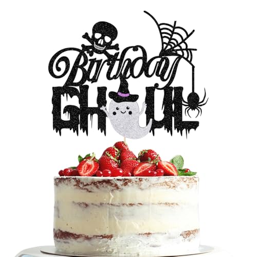 Dxsdgetue Birthday Ghoul Cake Topper, Happy Halloween Cake Topper, Ghost Happy Boo Day Cake Decoration,Halloween Birthday Party Decorations Black Glitter Dxsdgetue Birthday Ghoul Cake Topper, Happy Halloween Cake Topper, Ghost Happy Boo Day Cake Decoration,Halloween Birthday Party Decorations Black Glitter von Dxsdgetue