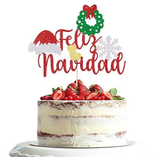 Dxsdgetue Feliz Navidad Tortenaufsatz, roter Glitzer, Weihnachtsfeiertag, Kuchendekoration, für Winter, Weihnachten, Weihnachtsmann, Frohes neues Jahr, Party, Themen-Kuchendekorationen Dxsdgetue Feliz Navidad Tortenaufsatz, roter Glitzer, Weihnachtsfeiertag, Kuchendekoration, für Winter, Weihnachten, Weihnachtsmann, Frohes neues Jahr, Party, Themen-Kuchendekorationen von Dxsdgetue