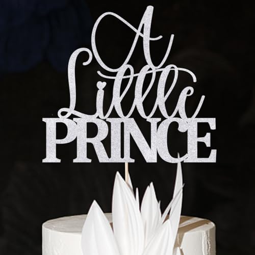 Dxsdgetue Tortenaufsatz "A Little Prince" für Babyparty, Geschlecht offenbart, Baby-Junge, 1. 2. Geburtstag, Party-Dekoration, silberfarbener Glitzer Dxsdgetue Tortenaufsatz "A Little Prince" für Babyparty, Geschlecht offenbart, Baby-Junge, 1. 2. Geburtstag, Party-Dekoration, silberfarbener Glitzer von Dxsdgetue