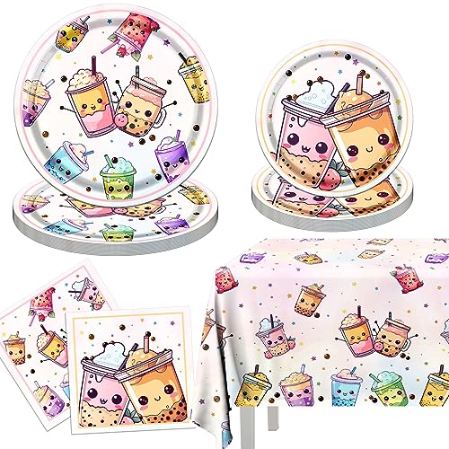 Boba Tea Party Dekorationen, Bubble Tea Geburtstag Geschirr Dekoration Boba Tee Teller Servietten Tischdecke für Boba Geburtstag Party Dekorationen Boba Tea Party Dekorationen, Bubble Tea Geburtstag Geschirr Dekoration Boba Tee Teller Servietten Tischdecke für Boba Geburtstag Party Dekorationen von Dydamud