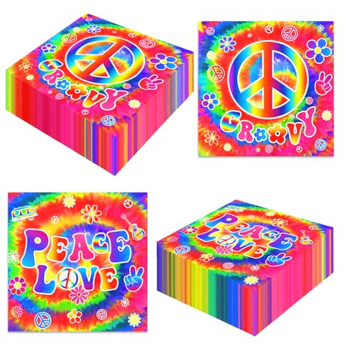 Dydamud Batik-Party-Dekorationen, 60er-Jahre-Hippie-Thema-Servietten, 40 Stück, groovige Batik-Servietten, Hippie-Servietten für 60er-Jahre-Dekorationen, Partyzubehör, Regenbogen Dydamud Batik-Party-Dekorationen, 60er-Jahre-Hippie-Thema-Servietten, 40 Stück, groovige Batik-Servietten, Hippie-Servietten für 60er-Jahre-Dekorationen, Partyzubehör, Regenbogen von Dydamud